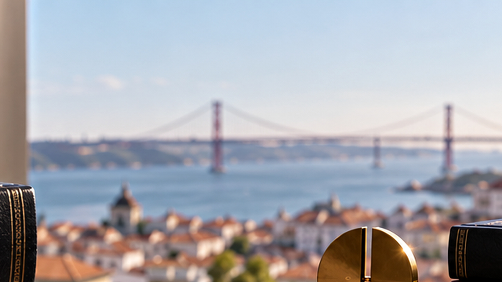 Text-free Lisbon office view overlooking the Tagus, illustrating shareholder financing of a Portuguese company.