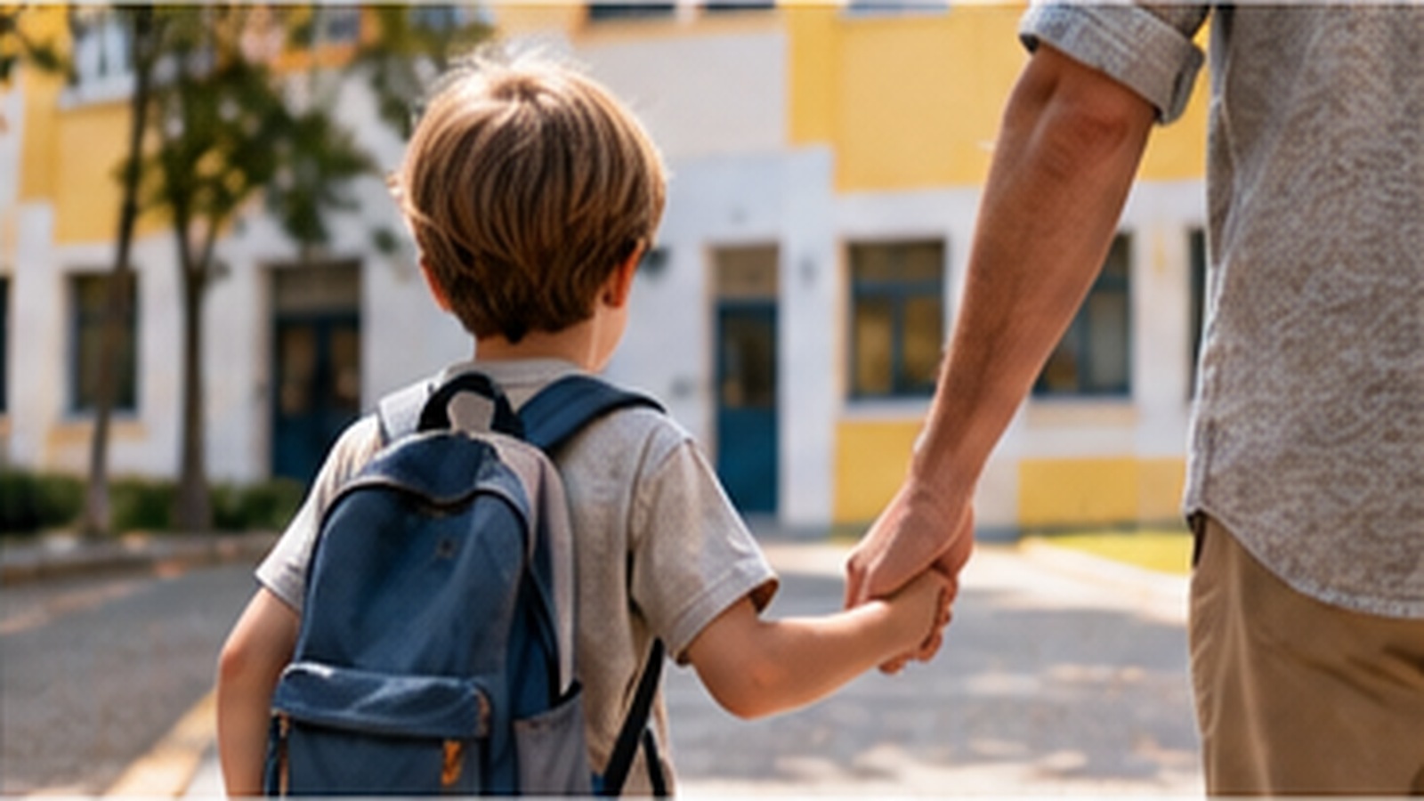 Parent and child reviewing everyday family expenses and school materials in Portugal.