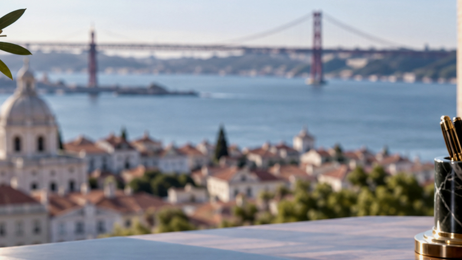 Text-free Lisbon office view overlooking the Tagus, illustrating a commercial contract dispute.
