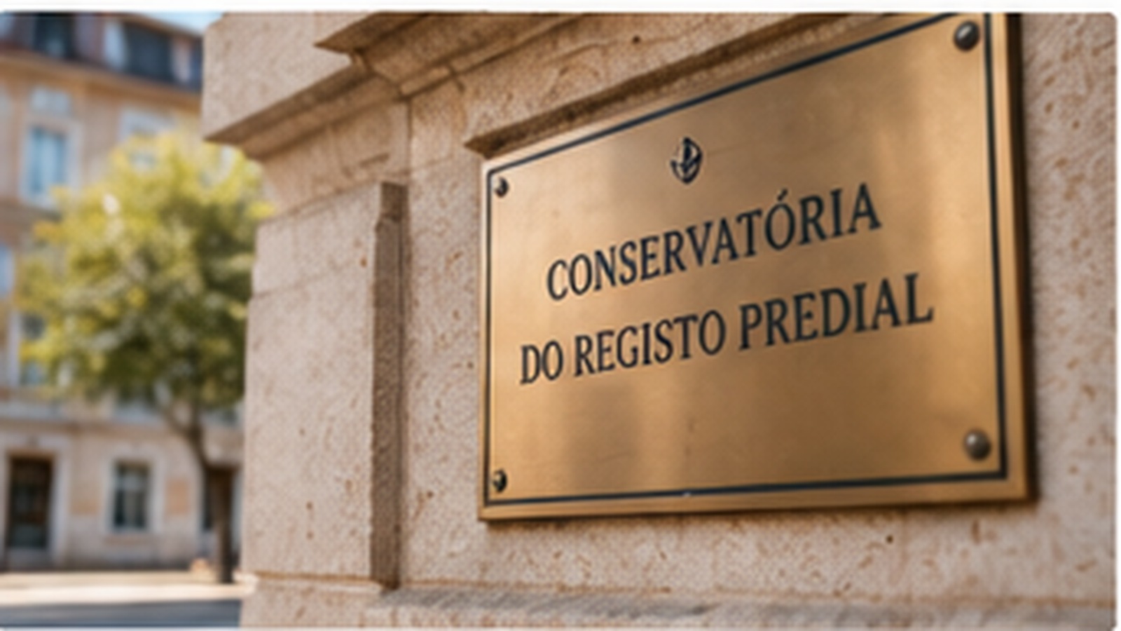 Portuguese property registry office sign representing post-purchase registration.